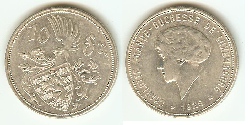 Luxembourg 10 Francs 1929 EF